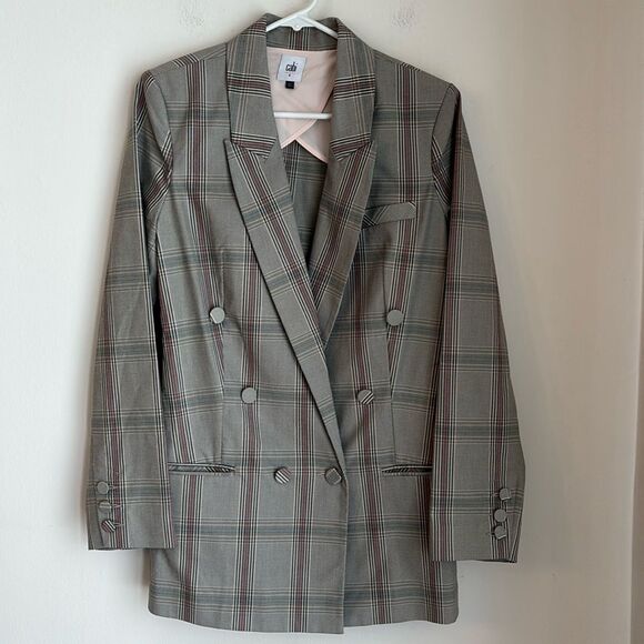 CAbi Jackets & Blazers - Cabi #5470 Women’s Sleuth Plaid Long Double oversized Breasted Blazer Size 8 EUC